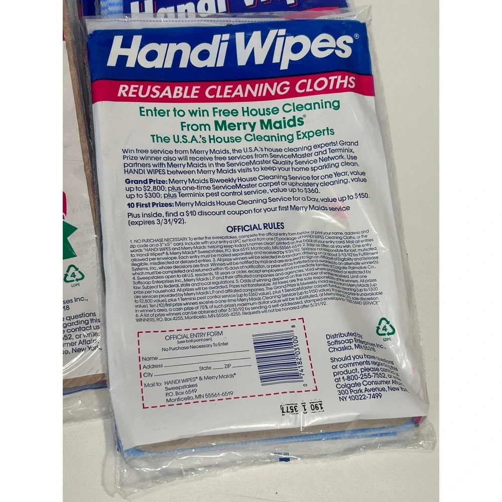Handi Wipes Reusable Cleaning Cloths 21x13 Lot of 9 Packs Orange Blue Vintage